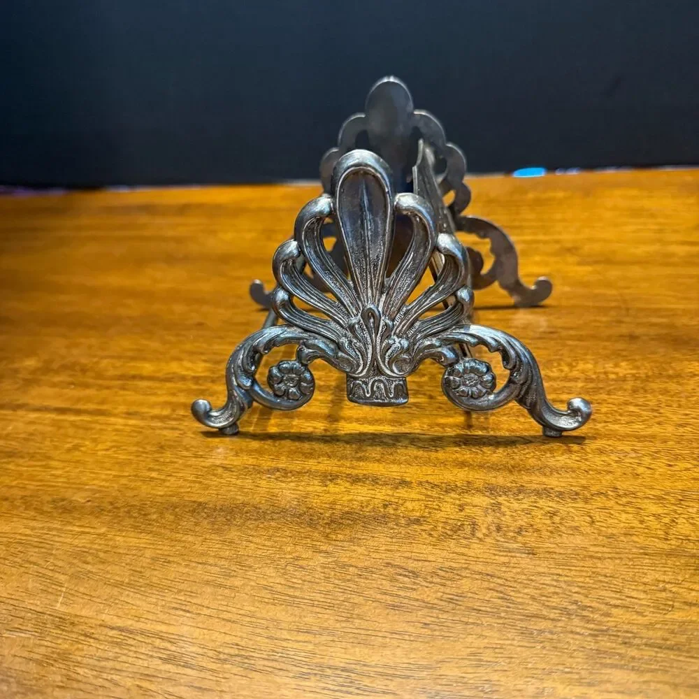 Vintage Silver Plate 12 Slot Knife Holder Buffet Caddy Ornate Rococo Knife Rack